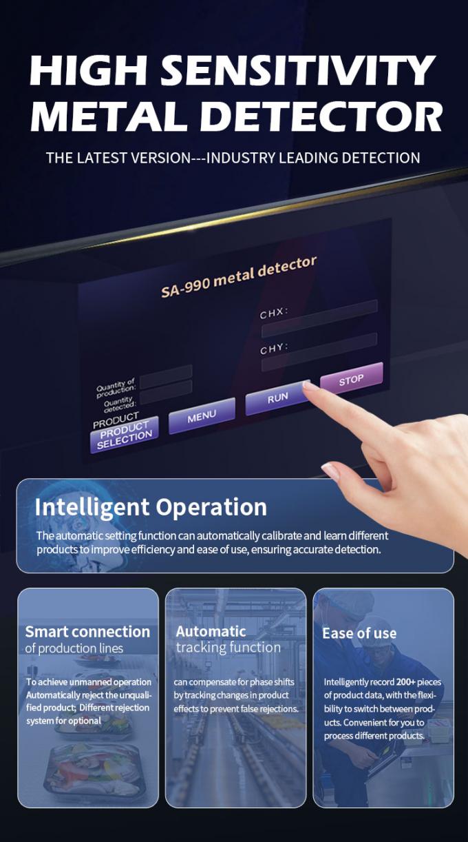 पेशेवर ऑटो कन्वेयर स्टेनलेस स्टील पनीर क्रैकर्स समुद्री भोजन ग्रेड दूध बिस्किट मांस खाद्य धातु डिटेक्टर सीई प्रमाणित 1