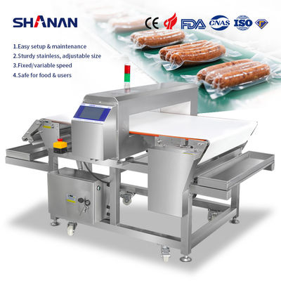 औद्योगिक कारखाने बारबेक्यू मांस खाद्य सुरक्षा कन्वेयर स्वचालित अस्वीकृति धातु डिटेक्टर मशीन