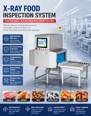 Food X-Ray Inspection Machine with Φ0.3mm Sensitivity 250mm Inspection Height and Touch Screen Operation